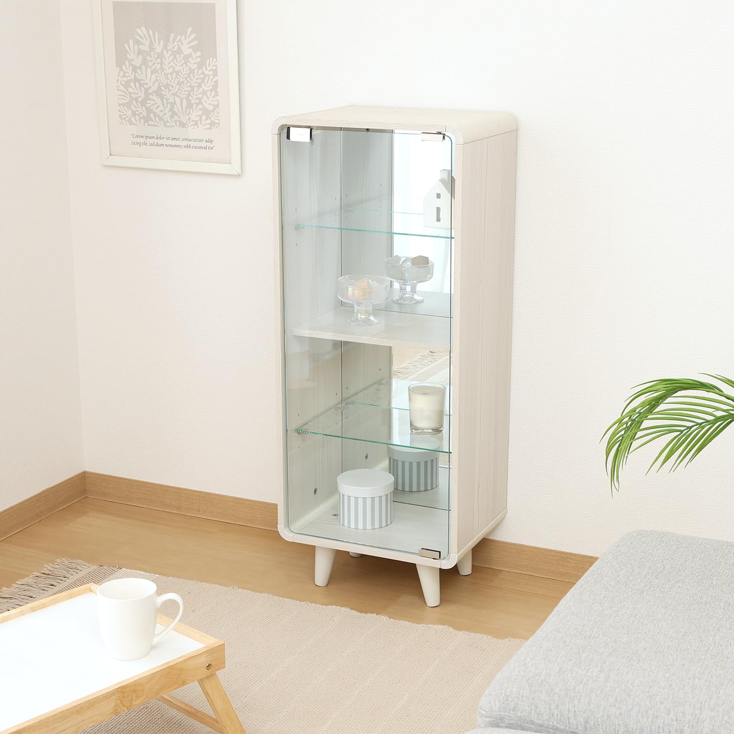 ※ コレクションシェルフ クレール ハイ ホワイトウォッシュ [5148] Amazon.co.jp: 不二貿易 ガラスコレクションケース 収納棚